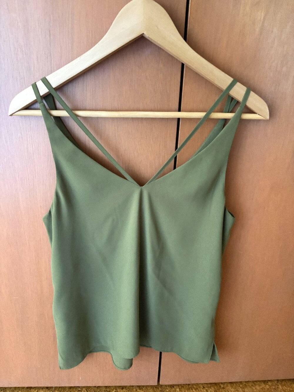 TOPShop Olive Green Double Strap V-Neck Cami Top